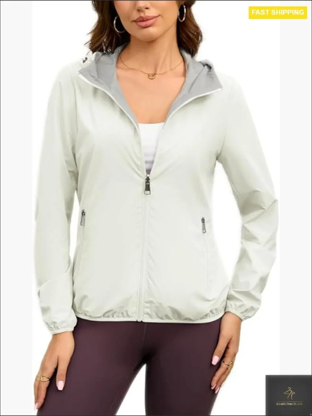 Womens Reversible Rain Jacket Lightweight Waterproof Windbreaker Outdoor Active
